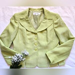 Suit Studio Green Blazer Fitted Notched Lapel Size 4 Petite